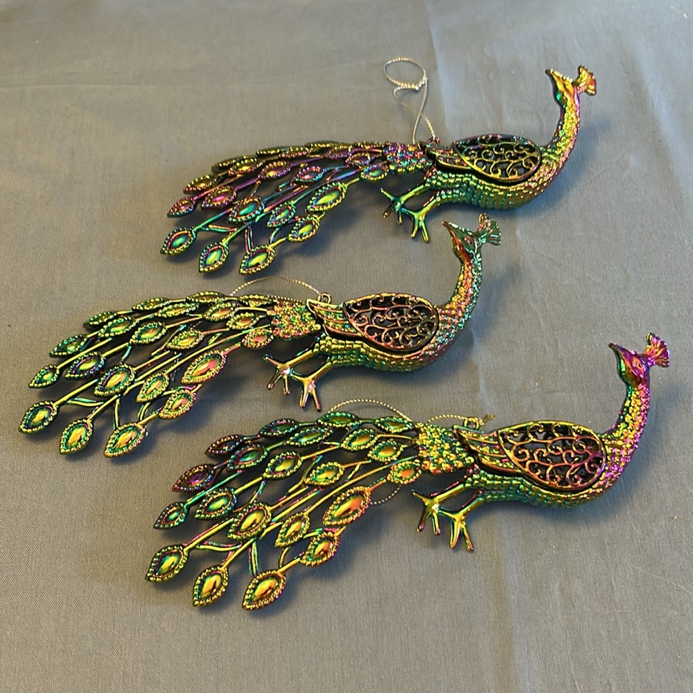 Gisela Graham Peacock Hanging Ornaments Decorations Lot of Three (3) - Picture 3 of 15